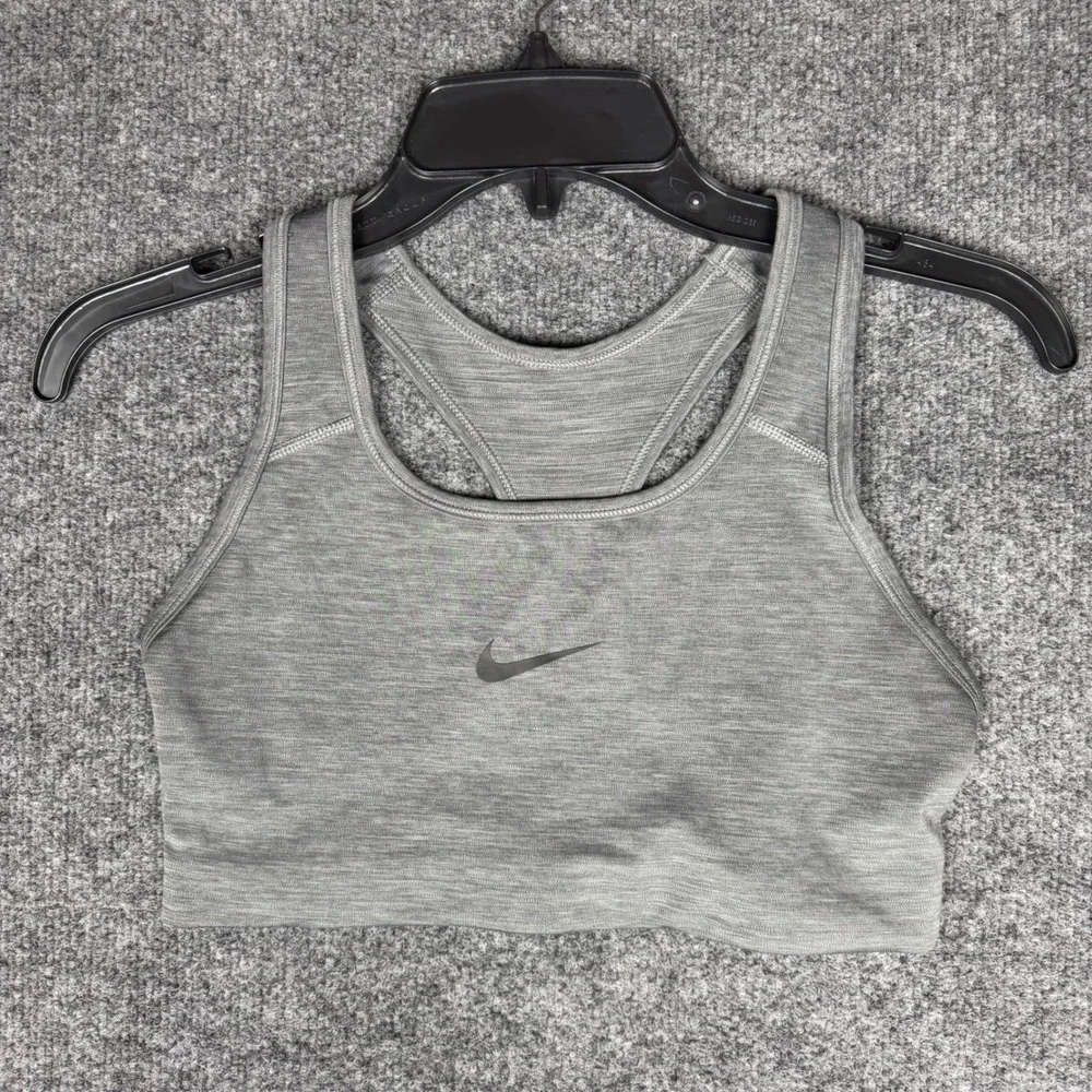 Nike Dri-FIT Gray Heathered Racerback Sports Bra Medium 445597-011 Activewear